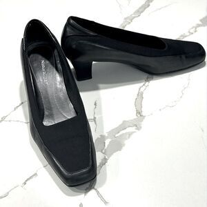 Naturalizer | 838N19 Women’s Black Leather Fabric Block Heels Shoes